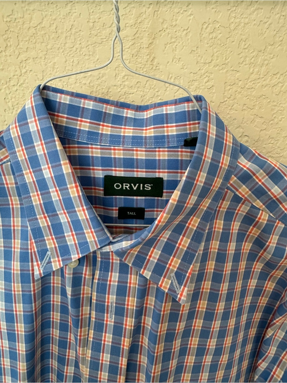 Orvis Men's LT Blue Plaid Button-Down Shirt.
